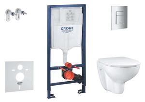 Grohe Solido - Készlet falra szerelhető, WC és Slim ülőke Bau kerámia, softclose, Even gomb, króm SANI15BB1101