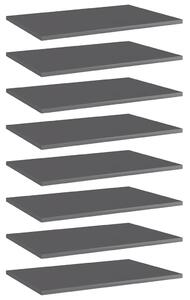 8 db magasfényű szürke szerelt fa könyvespolc 60 x 40 x 1,5 cm