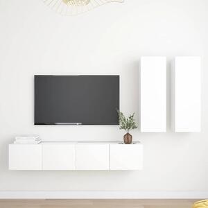 4 részes fehér szerelt fa TV-szekrényszett