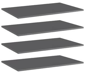 4 db magasfényű szürke forgácslap könyvespolc lap 80x50x1,5 cm