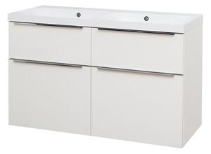Mereo Mailo fürdőszobai szekrény öntött márvány mosdóval 121 cm fehér MER-CN513M