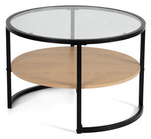 Fekete-natúr színű kerek dohányzóasztal tölgyfa dekorral ø 68 cm Zanu – Bonami Essentials