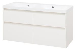 Mereo Mereo, Opto, Fürdőszobaszekrény öntött márvány mosdóval, 121 cm, fehér, MER-CN913M