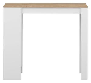 Fehér bárasztal tölgyfa dekoros asztallappal 115x50 cm Aravis - TemaHome