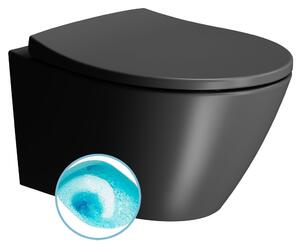 GSI GSI, MODO falra szerelhető WC csésze, Swirlflush, 37x52 cm, fekete dupla matrac, 981626
