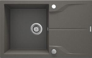 Deante Andante Flush, gránit mosogató 780x490x194 mm, 3,5"+ helytakarékos szifon, 1kamrás, antracit mezzanine, ZQN_T11F