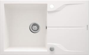 Deante Andante Flush, gránit mosogató 780x490x194 mm, 3,5"+ helytakarékos szifon, 1kamrás, fehér, ZQN_T513