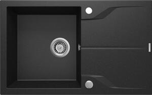 Deante Andante Flush, gránit mosogató 780x490x194 mm, 3,5"+ helytakarékos szifon, 1 kamrás, grafit fém, ZQN_G11F