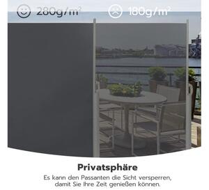 Kültéri kihúzható szélfogó, térelválasztó–160×400 cm, antracit
