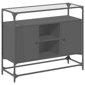 VidaXL Fekete Fa Tálalószekrény - Üveglap - 98x35x81 cm