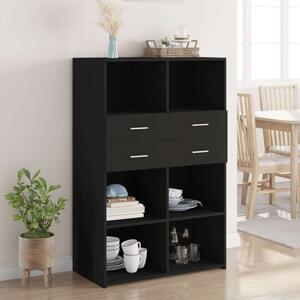 VidaXL fekete szerelt fa magasszekrény 80 x 42,5 x 124 cm