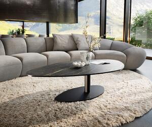 DELIFE Dohányzóasztal Edge organikus 140x76 cm Laminam® kerámia Noir Desir barna Vibany fém fekete