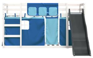 VidaXL kék emeletes ágy csúszdával és függönnyel 90 x 200 cm