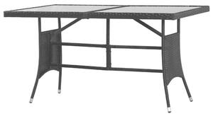 VidaXL Polyrattan Kerti Asztal - Fekete - 140x80 cm