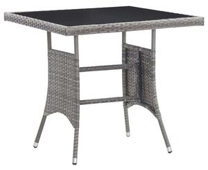 VidaXL Polyrattan Kerti Asztal - Szürke - 80x80x74 cm