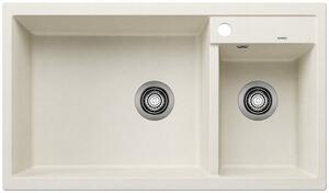 Blanco Metra 9, szilgránit mosogató 860x500x190 mm, 2 kamrás, puha fehér, BLA-527121