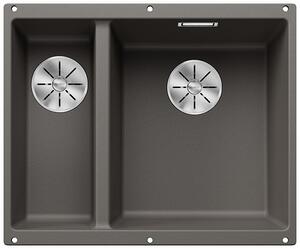 Blanco Subline 340/160-U, szilgránit mosogató a munkalap alatt 555x460x190 mm, mosogató a jobb oldalon, 1,5 kamrás, szürke vulkán, BLA-527346
