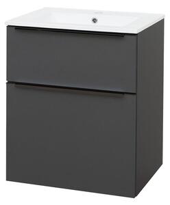 Mereo Mereo, Mailo, fürdőszoba szekrény kerámia mosdóval 61 cm, fehér, tölgy, antracit, MER-CN530B