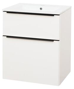 Mereo Mereo, Mailo, fürdőszoba szekrény kerámia mosdóval 61 cm, fehér, tölgy, antracit, MER-CN540B