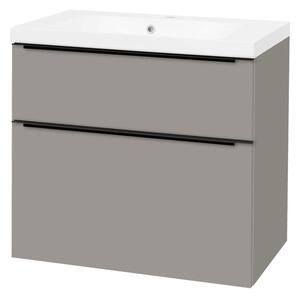 Mereo Mereo, Mailo, fürdőszoba szekrény öntött márvány mosdóval 81 cm, fehér, tölgy, antracit, MER-CN571MB