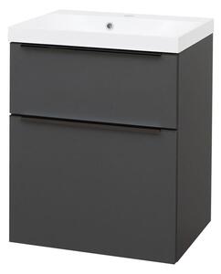 Mereo Mereo, Mailo, fürdőszoba szekrény öntött márvány mosdóval 61 cm, fehér, tölgy, antracit, MER-CN530MB