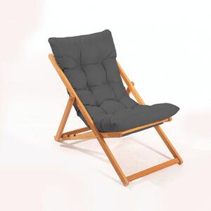 Összecsukható kerti szék, sötétszürke párnával - OMBRE