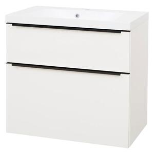 Mereo Mereo, Mailo, fürdőszoba szekrény öntött márvány mosdóval 81 cm, fehér, tölgy, antracit, MER-CN541MB