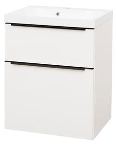 Mereo Mereo, Mailo, fürdőszoba szekrény öntött márvány mosdóval 61 cm, fehér, tölgy, antracit, MER-CN540MB