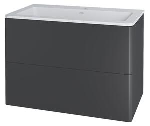 Mereo Mereo, Siena, fürdőszoba szekrény öntött márvány mosdóval 81 cm, fehér, antracit, fekete, MER-CN431M