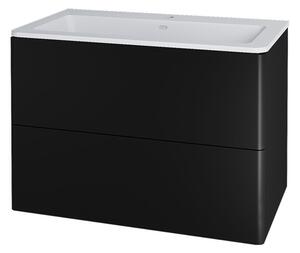 Mereo Mereo, Siena, fürdőszoba szekrény öntött márvány mosdóval 81 cm, fehér, antracit, fekete, MER-CN441M