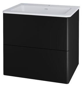 Mereo Mereo, Siena, fürdőszoba szekrény öntött márvány mosdóval 61 cm, fehér, antracit, fekete, MER-CN440M