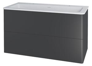 Mereo Mereo, Siena, fürdőszoba szekrény öntött márvány mosdóval 101 cm, fehér, antracit, fekete, MER-CN432M2