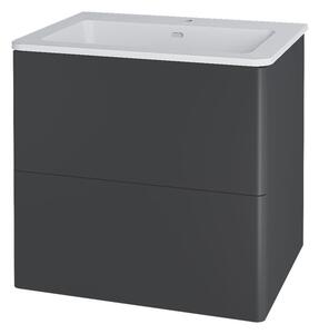 Mereo Mereo, Siena, fürdőszoba szekrény öntött márvány mosdóval 61 cm, fehér, antracit, fekete, MER-CN430M