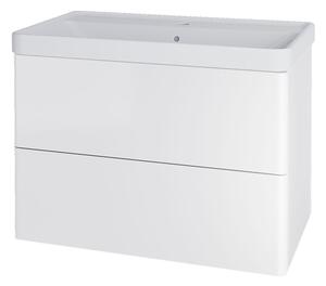 Mereo Mereo, Siena, fürdőszoba szekrény kerámia mosdóval 81 cm, fehér, antracit, fekete, MER-CN411