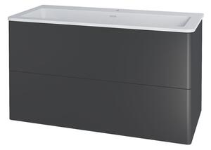 Mereo Mereo, Siena, fürdőszoba szekrény öntött márvány mosdóval 101 cm, fehér, antracit, fekete, MER-CN432M1