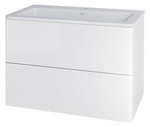 Mereo Mereo, Siena, fürdőszoba szekrény öntött márvány mosdóval 81 cm, fehér, antracit, fekete, MER-CN411M