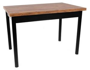 Étkezőasztal, mogyoróbarna, fekete fém lábakkal, 110 cm - SAVOY