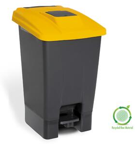 Szelektív hulladékgyűjtő konténer, műanyag, pedálos, antracit/sárga, 100L