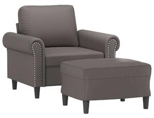 VidaXL szürke műbőr kanapéfotel lábtartóval 60 cm