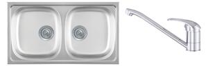 Luna Flex 2D 90 Kétmedencés Inox Mosogató és Gamma Alfa Konyhai Csaptelep Szett