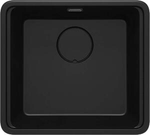 Deante Momi, 1 kamrás gránit mosogató 500x450x230 mm gazdaságos szifonnal, fekete matt, DEA-ZKM_N10A