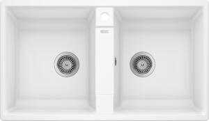 Blanco Zia 9, szilgránit mosogató 860x500x190 mm, 2 kamrás, fehér, BLA-516678