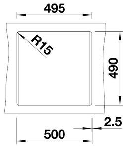 Blanco Dalago 5, szilgránit mosogató 515x510x190 mm, 1 kamrás, antracit, BLA-518521