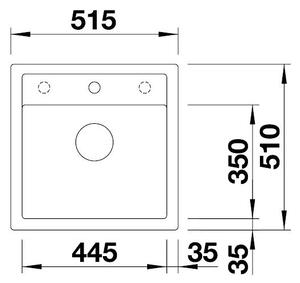 Blanco Dalago 5, szilgránit mosogató 515x510x190 mm, 1 kamrás, antracit, BLA-518521
