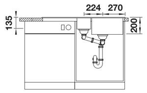 Blanco Adira 6 S, szilgránit mosogató 1000x500x200 mm, 1,5-kamrás, tartufo, BLA-527607