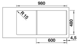 Blanco Adira XL 6 S, szilgránit mosogató 1000x500x200 mm, 1 kamrás, tartufo, BLA-527623