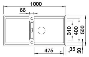 Blanco Adira XL 6 S, szilgránit mosogató 1000x500x200 mm, 1 kamrás, tartufo, BLA-527623