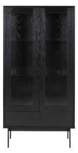Angus fekete tálalószekrény kőrisfa dekorral, 75 x 152 cm - Actona