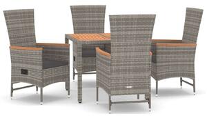 Polyrattan Kerti Étkezőgarnitúra - 5 részes - Szürke