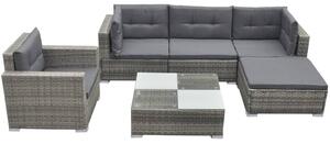 VidaXL 6 részes szürke polyrattan kerti ülőgarnitúra párnákkal